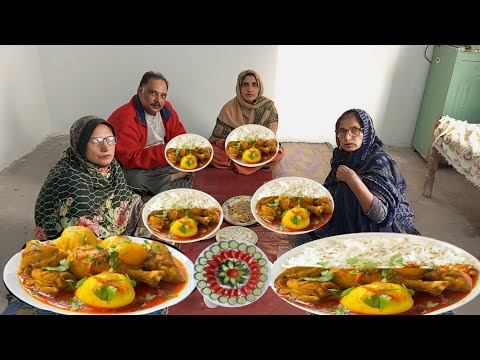 Gaon Main Dophar Ka Khana Special Traditional Aloo Chicken Recipe Ke Sath | Irma's family vlog