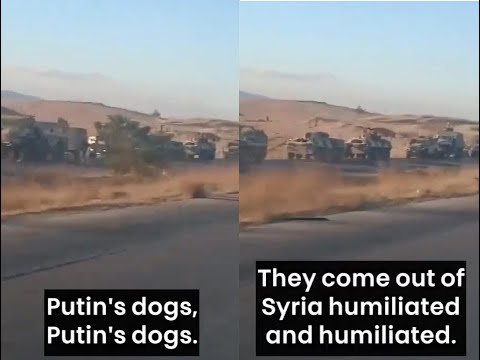 Syrians Mock HUGE Russian Convoy as They Retreat to Port Tartus (Over 100 Vehicles)