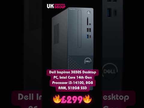 Dell Inspiron 3030S Desktop PC, Intel Core 14th Gen Processor i3 14100, 8GB RAM, 512GB SSD.