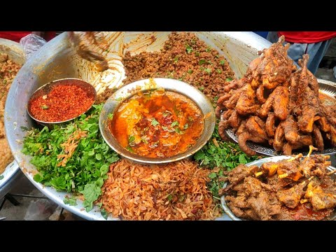 World Street Food | Popular Street Food in World | Mutton Leg Rost with Chicken Fry & Kabli only $10