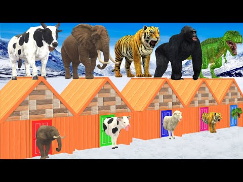 Don't Choose Wrong Door With Elephant Cow Lion Gorilla ESCAPE ROOM CHALLENGE Animals Cage Game