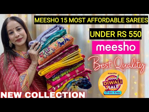 😯Meesho Diwali Special Saree Haul @550😯Embroidery & Sequence Special Saree Haul #meesho #haul