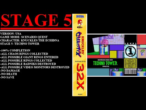 Knuckles' Chaotix [USA] (Sega Genesis 32X) - (Stage 5 - Techno Tower | 100% Completion)