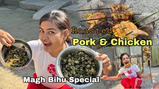 Amazing Roasted Pork & Chicken Recipe 😋 || Spicy Food Recipe 🥵 || Jenia Brahma