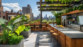 Stunning Rooftop Patio Oasis | Modern Urban Outdoor Space with Lush Greenery & City Views