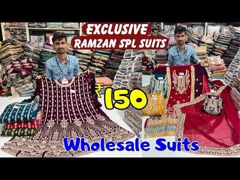 Ramzan 2025 Hyderabad Wholesale Dress Materials ₹150 Pakistani Fancy Work Suits Latest Ladies Suit