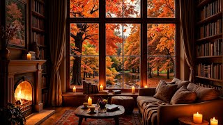 Cozy Autumn Reading Nook & Relaxing Jazz Music ☕📖 Fireplace Sounds and Jazz Music for Unwinding