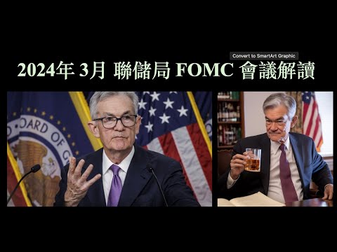 2024年 3月 20日 聯儲局 FOMC 會議解讀｜Dovish Fed｜各資產走勢 【CC中文字幕 】