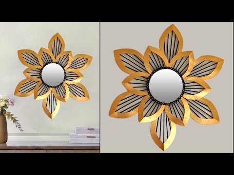 DIY Flower Wall Mirror made with Newspaper l l Wall Mirror decoration ideas l l Best out of waste