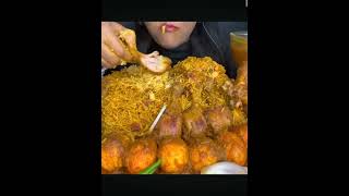 chicken biryani with chicken curry and egg curry #mukbang #extremebigbites #eatingshow #bigbites