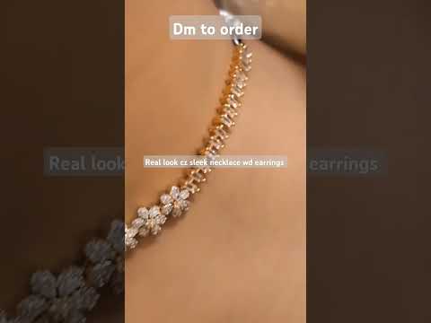 cz sleek necklace wd earrings#youtubrshorts #czstonejewellery #viralvideo #trendingshorts #shorts