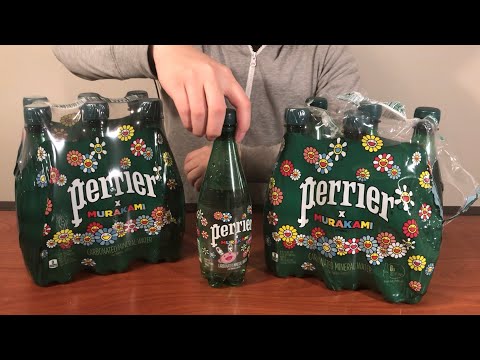 开箱【村上隆X巴黎之花联名苏打水】，Unbox Perrier X Murakami Carbonated Mineral Water