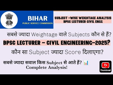 BPSC Lecturer Civil Engineering: Subject-Wise Weightage & Strategy Analysis #bpsclecturer #bpsc