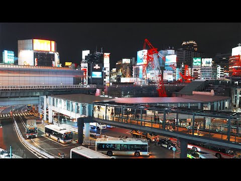 Shibuya Station Bus Terminal Ambiance | For Sleeping, Working