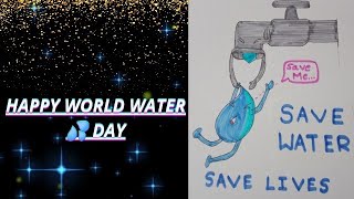 How to draw world water day theme drawing for kids/save water drawing