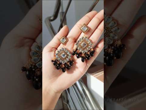 🖤 Diy Earrings 🖤 #diy #diyjewellerymaking #kundanstones #earrings #shortsfeed #shorts #jewellery