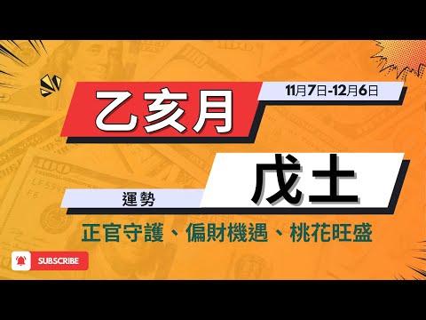 【乙亥月11月運勢】戊土人關鍵詞：正官守護、偏財機遇、桃花旺盛、事業提升、健康穩定 | 戊土六日柱詳解