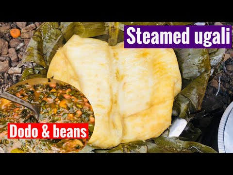 Best steamed ugali/posho and beans with dodo for stew 🇺🇬🇺🇬