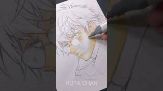 Draw GOJO SATORU with Cheap Markers - Set ( 3$ )  | Huta Chan #shorts #jujutsukaisen