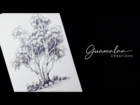 Tree Sketching | Drawing a Tree with foliage | Gunmalaa Creations