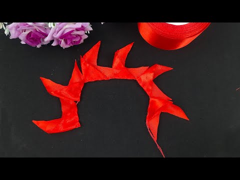 Ribbon flower making - how to make satin flower easy - Diy flower