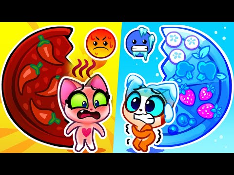 Kids Learn Opposites Challenge 🧊 Hot VS Cold Food + More Safety Rules Songs and Stories😻 Purr-Purr