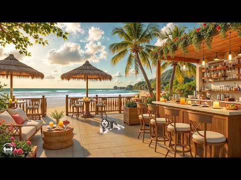 Smooth Jazz at Seaside Cafe Ambience with Relaxing Bossa Nova Jazz Music & Ocean Waves for Uplifting