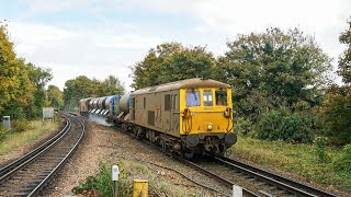 Class 73201 + 73119 passing through Folkestone Central on RHTT