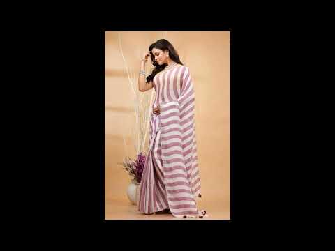 Beautiful Ethnic Pure LINEN Sarees with Woven Stripes