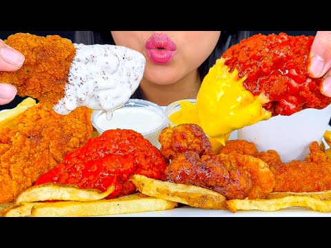 ASMR FRIED CHICKEN TENDERS DIPPED IN CHEESE AND RANCH WINGSTOP | EATING SOUNDS | MUKBANG | ASMR Phan