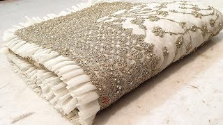 WHITE COLOUR DESIGNER SAREE IN STONE WORK & ZARI WORK @zarangstore #ZARANGSAREE #WHITESAREE