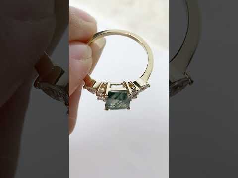 Emerald cut moss agate engagement ring, is this your style?😄#willworkjewelry #finejewelry #jewelry