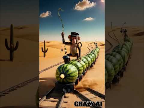 Monkey Engineers a Watermelon Train Ride 🍉🚂 || #shorts #viralvideo  #funny #crazyai