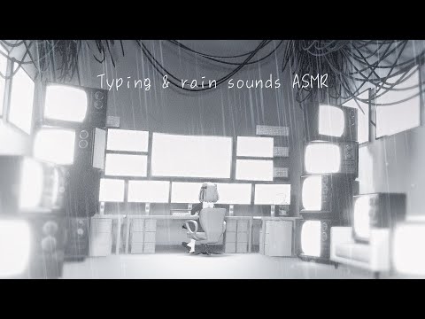 [ASMR] Keyboard typing sound and rain sound 🌃☔ [BGM for sleep induction/work]