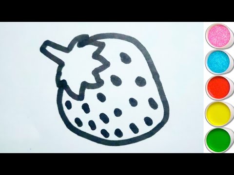 Drawing and colouring Strawberry// Strawberry drawing easy for kids