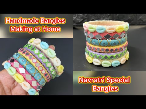 Diy Thread Bangles Making at Home/Navratri Special Bangles/Pastel Colours Bangles/Crafteraditi