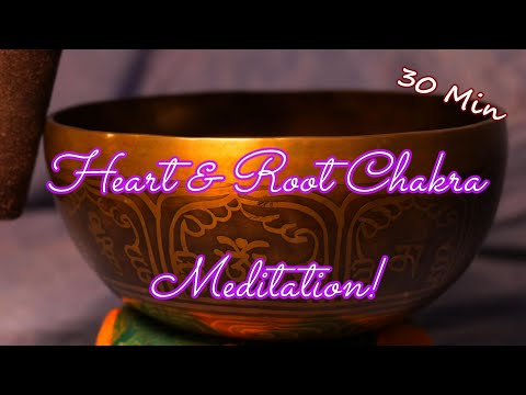 HEART & ROOT CHAKRA MEDITATION ~ 30 MIN ~ STRONG HEART & BODY! PEACE & LOVE! ~ WWW.TEMPLESOUNDS.NET