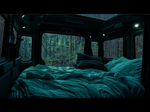 10 Hours⚡️Nature Tranquility ASMR: Rain & Forest View from Van for Better Sleep