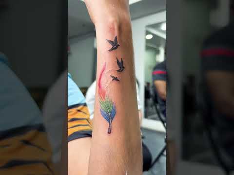 Feather tattoo by indore best tattoo studio #youtubeshorts #tattoo #tattooremove NavkarTattoosindore