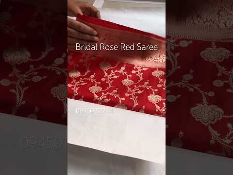 💝 Launching Bridal Rose Red saree 😍 #handloom #banarsisilksaree #shorts #viral #youtubeshorts