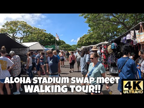 WALKING THROUGH BIGGEST OPEN AIR FLEA MARKET AT ALOHA STADIUM SWAP MEET WALKING TOUR 🌺!! [4K]