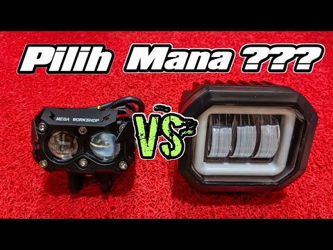 Perbandingan Lampu Sql 2 mata 2 warna Vs Daymaker Cwl 3 mata laser sorot tembak 12v motor mobil