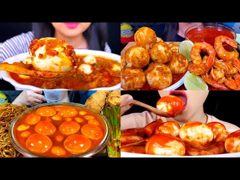 ASMR EATING SPICY HOT BOILED EGGS 🔥🤤BEST FOOD EATING MUKBANG VIDEO - 21