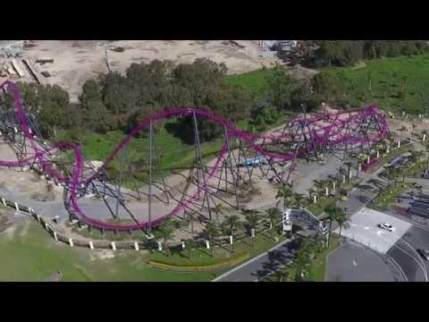 FIRST LOOK - Drone Overview of DC Rivals HyperCoaster - Warner Bros. Movie World