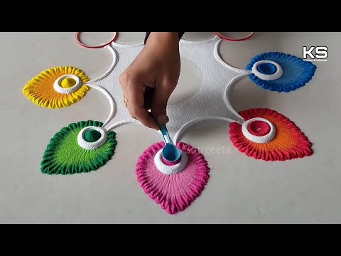 Best rangoli tricks l 4 rangoli for Diwali l satisfying rangoli designs with colours l रंगोली डिजाइन