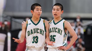 【高校バスケ】2人で22得点17アシスト！40分間走り続けた福岡第一の宮本ツインズが準決勝進出に大きく貢献！｜SoftBank ウインターカップ2024