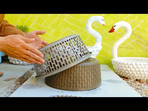 AMAZING cement craft ideas - Simple way to make beautiful plant pots for your garden