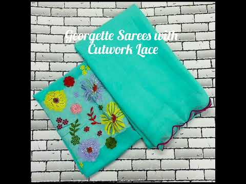 ❤️Huge demanded sarees restocked❤️Georgette Sarees with cutwork lace and work blouse❤️r#ytshorts#