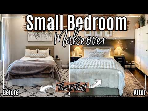 SMALL BEDROOM MAKEOVER 2024 :: Transitional Guest Bedroom Transformation on a Budget