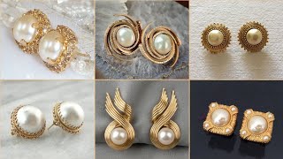 Top 100+ Gold Pearl Earrings Ideas| Daily Wear Gold Pearl Studs Designs 2022| Pearl Studs Ideas 2022